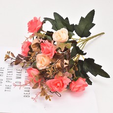 歐式12頭鑽石玫瑰仿真花束，適合婚禮佈置與居家裝飾, 橙色