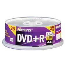Memorex 4.7GB 4X DVD+R Media (25-Pack Spindle), Memorex 4.7GB 4X DVD+R Media (