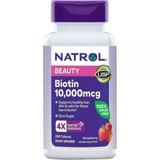 Natrol Biotin Beauty 5 000mcg 250 고속 용해 태블릿, 1개, 250정
