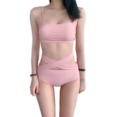 HANSUWI 女款鋼管舞吊帶背心+綁帶三角褲