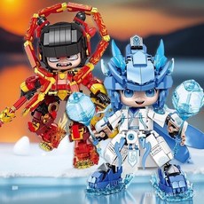 KUXS 哪吒機甲敖丙兼容益智拚裝兒童玩具 - 2025新款六一禮物, 1個, 魔童哪吒機甲【536 顆粒】精美禮盒裝