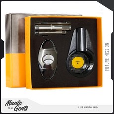 COHIBA 三件組禮盒 黑色質感 雪茄用品 交換禮物 父親節禮物 男友禮物 送禮 生日禮物 台灣公司貨, 1個, 黑色