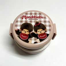 일본 정품 몬치치 도시락 2단 런치박스, 1개, 브라운