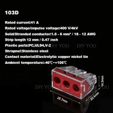범용 컴팩트 와이어 커넥터 도체 터미널 블록 레버 포함 DIY YOU 102 100PC, 01 50PCS, 01 103D