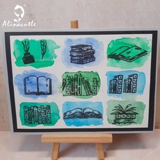 utle 클리어 우표 도서 DIY 라이브러리 고무 스크랩북 종이 앨범 공예 지식 카드