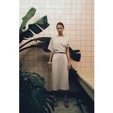 국내배송 자라 ZARA 벨트 텍스처 미디 원피스 - 크림 베이지 958332