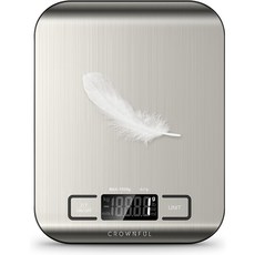 Crownful 디지털 주방저울 스테인리스 정밀 전자 저울, KS01, 은, 1kg