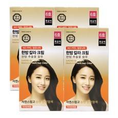 댕기머리 한방칼라크림 6호 흑갈색 새치머리용, 4개