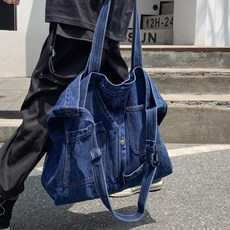 [2 color] 데일리 데님 크로스 숄더백 - 긱시크 유니크룩 블루데님 위크웨어 여름가방 (연청/진청)