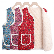 [1+1] 할머니 조끼 촌캉스 김장조끼 꽃무늬 융털조끼 한파 보온 겨울조끼