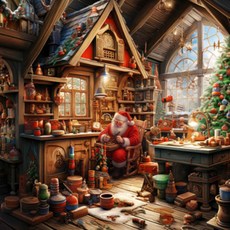 도매픽 작업실 산타의 겨울 크리스마스 500피스 성탄절 직소퍼즐, 단품, 1개