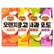 델몬트 드링크팩 4종세트 오렌지 사과 망고 포도 24개씩, 190ml, 96개