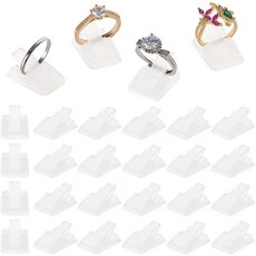 플라스틱 반지 전시 홀더 세트 투명 직사각형 24x16.5x10mm 1세트 36개 주얼리 보석 정리 고정