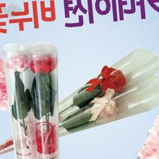 카네이션 비누꽃 원통 케이스 어버이날 스승의날 단체 선물(1+1옵션 주문수량의 2배수량 배송), 1개, 카네이션비누꽃(OPP형-핑크)