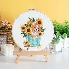 호환 초보자 개 키트 성인 꽃 패턴 크로스 키트 DIY 포인트 키트 지침, 01 with 20cm hoop, 01 A