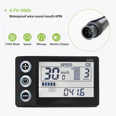 S866 24V/36V/48V/60V 전기 사이클링 속도계 디지털 대형 스크린 방수 백라이트 유선 자전거 주행 거리계, 01 빠른 Mainland, 03 6 PIN