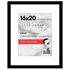 세련된 플렉시글라스가 있는 아메리칸 플랫 20x28 액자 - 매트가 16x24 액자로 사용하거나 없는 사진을 표시하세요 에픽 컬렉션 벽 디스플레이용 와이드 블랙, Black, 1개