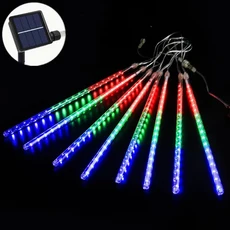 50cm 8 튜브 태양 LED 유성우 빛 휴일 문자열 완벽방수 정원 크리스마스 장식 야외 비 조명, 02 Multicolor, 02 30cm, 1개