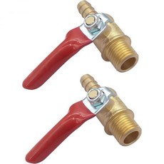 황동 14인치 NPT 수컷에서 38인치 바브 차단 볼 밸브 수도 연료 공기용 2개 세트, 1/4" NPT 남성 x 3/8" 바브