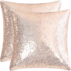 uxcell 2개의 세퀸 던지기 베개 커버 반짝이는 편안한 새틴 쿠션 파티크리스마스추수감사절새해 장식용 16 x 인치 로즈 골드