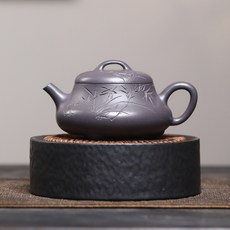 宜興紫砂壺 名家純手工刻繪 天青泥 韵瓢, 1個, 102251天青三足韵瓢