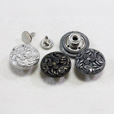 [단추똥꼬] 청바지단추 청자켓 흔들이 단추 5세트 20mm, 1개, (16번)캐 뿔모양 엔틱골드 5세트