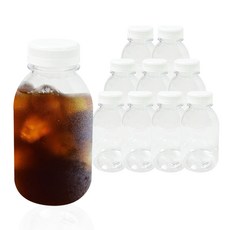 우유병 우유페트병 과일청 소스 커피 공병 (세트), 10개, 300ml