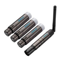 JERRAY 무선 DMX512 1 송신기 및 3 수신기 키트 플러그인 전원 비배터리 - DJ 디스코 스테이지 무빙 1000피트 범위 전원 어댑터 를 위한 지연 조명 제어 시스