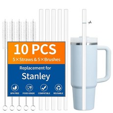 Stanley 100/887.2ml(40/30온스) 교체용 빨대 10팩 컷 투 핏 롱 빨대 Hydro Flask 넓은 입구 및 범용 컵에 적합 BPA 프리 재사용 가능한, For Hydro Flask Wide Mouth 16-