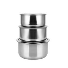 뚜껑이 달린 스테인레스 스틸 수프 냄비 주식 세트 조리기구 스튜 조리 도구, Silver 3Pcs
