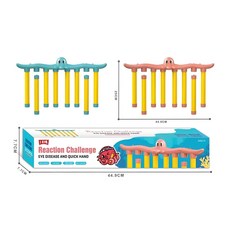 臺灣出貨 感統訓練器抓棍機玩具 眼疾手快親子互動遊戲 專注訓練益智玩具, 藍色八爪魚眼疾手快抓棍機（英文彩盒）, 1個