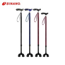 艾護康 SINANO 輕量好握凝膠四點手杖 醫療拐杖, 1個, 靜謐黑/加長版