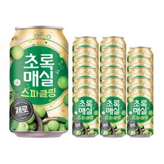 초록매실 스파클링 제로 캔, 350ml, 18개