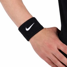 나이키 손목보호대 아대 밴드 양쪽착용 스포츠 테니스 정품 남성 여성 테니스 스우시 클래식 손목밴드 니트, 흑백, 1개
