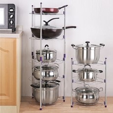 리빙팜 주방선반 큰 냄비 솥 후라이팬 전용 수납 정리선반 - 주방선반 욕실선반 거치대 거실 다용도실선반, 스텐, 3단, 1개