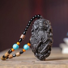 關公手把件 巴布亞貢木雕刻掛件 70*40mm 天然復古精工原木雕刻