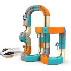 비렐리아 전기 기차 세트 용 트랙이 있는 82PCS 3D 인피니티 트랙 놀이를 위한 빌드블 STEM 38세 인터랙티브 레이스 장난감