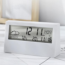 온도계 온도습도계 알람 시계 디지털 온습도계 탁상용, 1개, 1) 온습도계시계 화이트