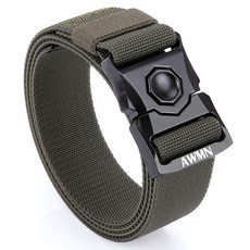 全閤金休閒彈力帆布戰術腰帶男軍迷用作訓戶外工裝布褲帶保安皮帶, 軍綠色-(彈力), 1個