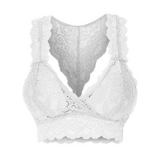 여성 섹시 투명 플라워 레이스 와이어 프리 블라인드 블라인드 블라인드 F-넥스 포딩스 포딩스커넥스 포딩스(), 하얀색, XXL