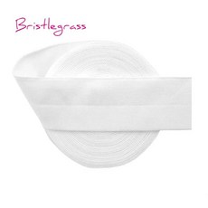 접밴드 BRISTLEGRASS-5 야드 스판덱스 밴드용 1인치 25mm 매트 비반짝이는 폴드 오버 고무줄 헤어 밴드 머리띠 드레스 바느질 트림 바이어스 테이프 타프웨빙 스트랩, White, 2 Yards
