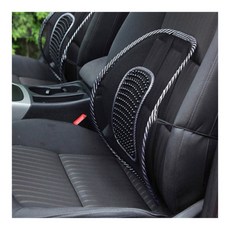 차량용 인체공학 등받이 나일론 메쉬 통풍 시트 허리보호쿠션, 블랙, 1개