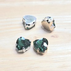8MM 하트 글라스 캡보석 30개, 에메랄드 금도금