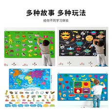 彩色兒童早教故事板 恐龍動物3D立體遊戲包 早教學習毛氈, 黑色星球;104*75