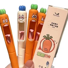 4pcs 재미 있은 당근 프레스 유형 검은 빠른 건조 젤 펜 연구 사무실 학교를위한 높은 가치 크리 에이 티브, 01 4pcs