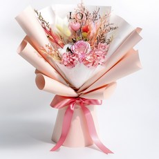 BSTS 뷰티스테이즈 생화 프리저브드 비누꽃 꽃다발 + 프리미엄 쇼핑백, 로맨틱핑크