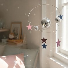 BIKASU DIY 인테리어 모빌 세트 화려한프리즘 자연광 반사 선물 인테리어 모빌, 은색