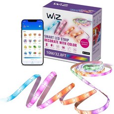 WiZ CON 온nected 스마트 홈용 10m(33피트) LED 조명 스트립 - 흐르는 멀티컬러 LED 색상 변경 절단 가능 음성/앱 제어 구글 홈 알렉사 및 홈키트와