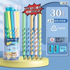 寶貝屋 2B粗桿洞洞筆 三角鉛筆 凹槽學齡筆 加粗大三角鉛筆 30入, 1個