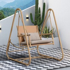 紫葉維爾吊椅 吊床搖椅 搖籃椅 陽台鞦韆 鳥巢吊籃 單人雙人室內秋千網紅藤椅, 升級款密藤款單人吊椅【高強度合金鋼支